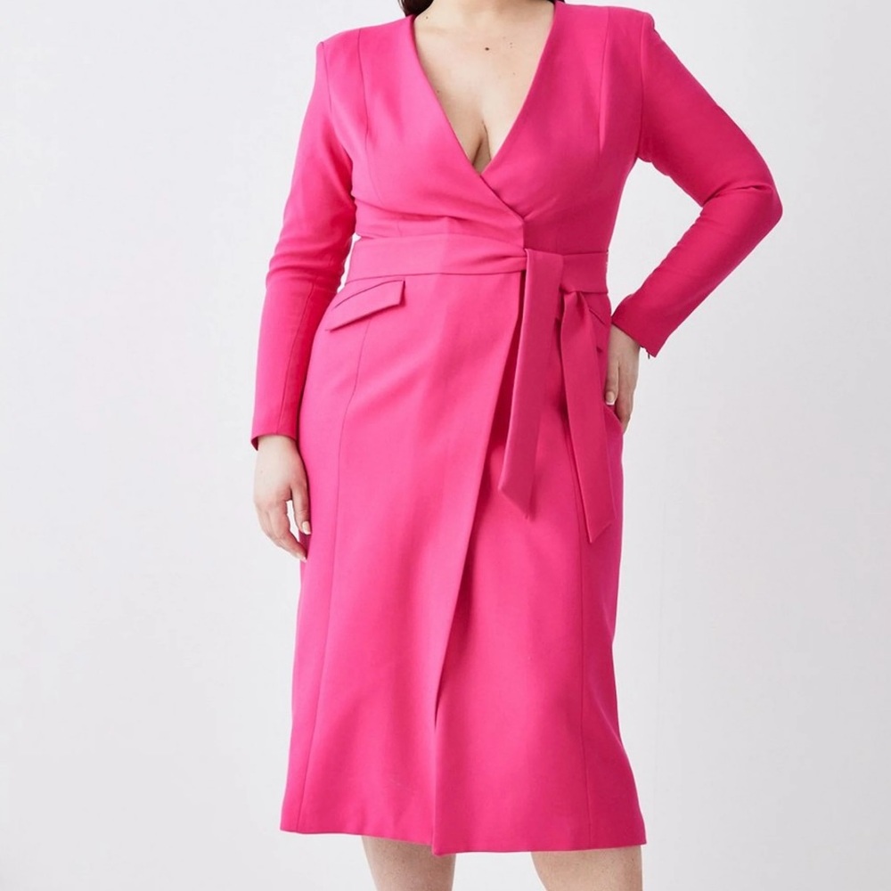 Karen Mullen pink midi dress with belt